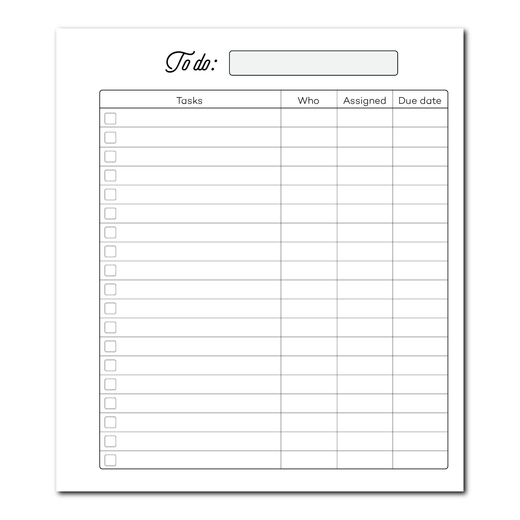 Insert To Do List 10 Sheets Hooh Shop