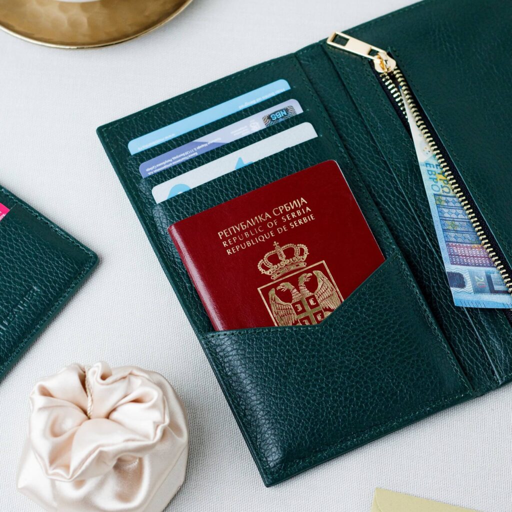 Hooh - Kožna futrola za pasoš, pare i kartice - Zelena